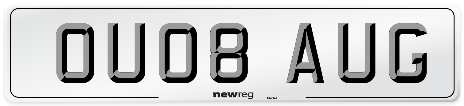 OU08 AUG Number Plate from New Reg